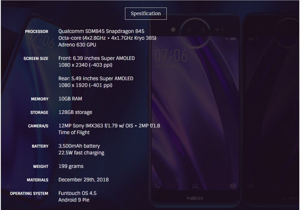 Vivo NEX Dual Display Edition specs