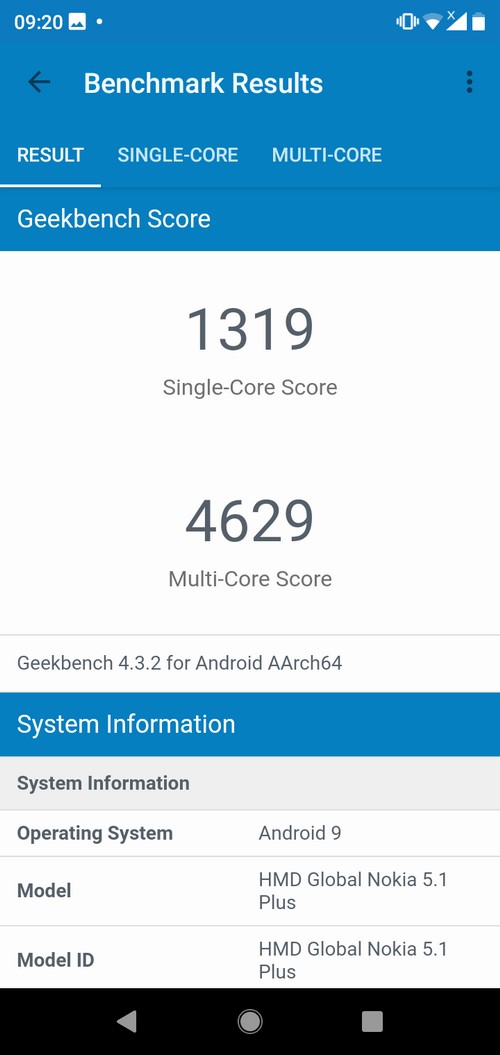 Hasil benchmark dengan GeekBench