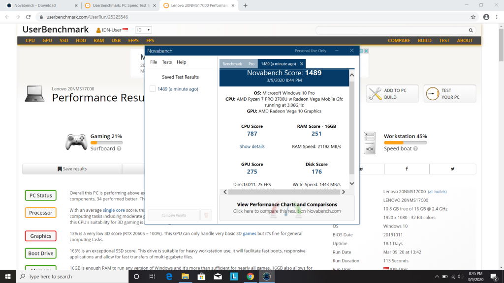 novabench benchmark lenovo thinkpad