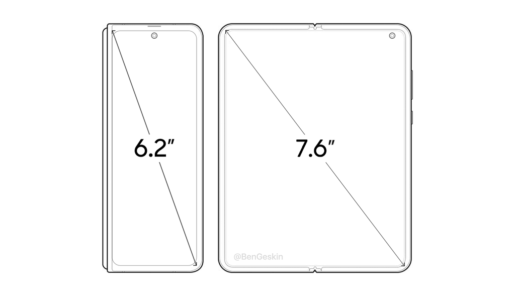 sketsa layar Samsung Galaxy Fold 2