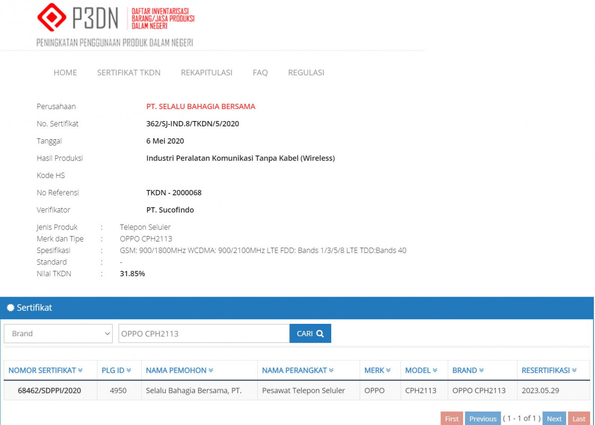 sertifikat oppo reno4