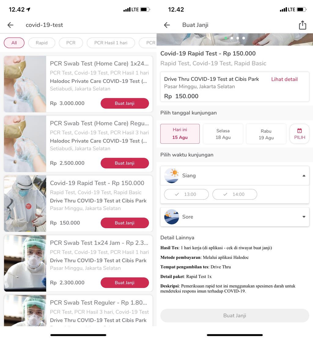 Rapid PCR Test aplikasi Halodoc