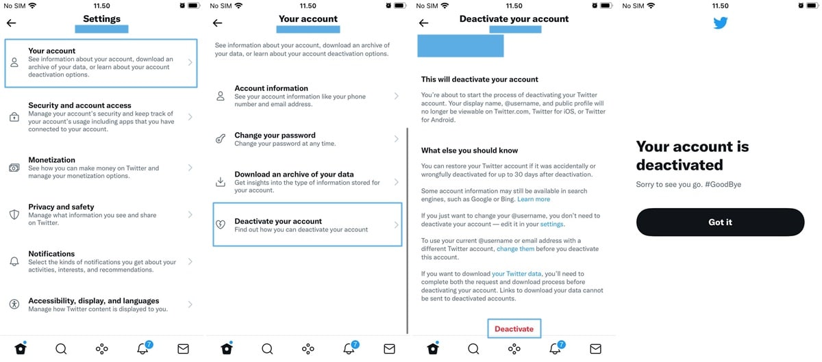 cara deactivate twitter