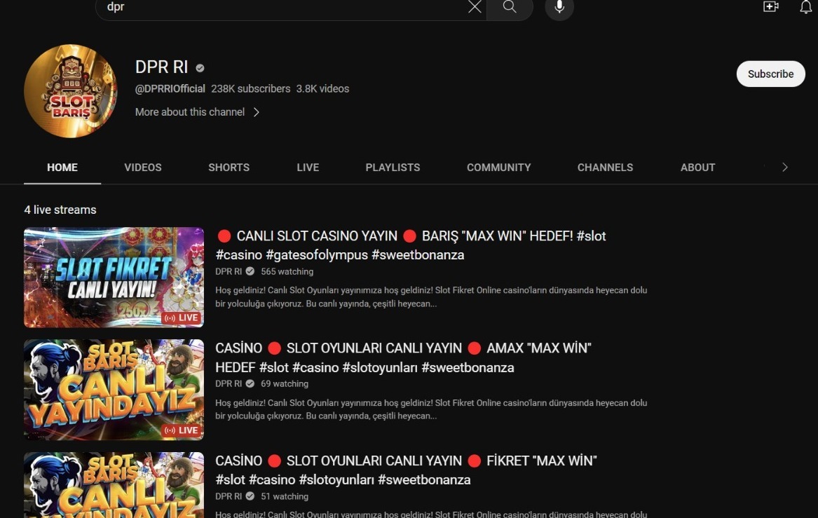 YouTube DPR RI Live Judi Online