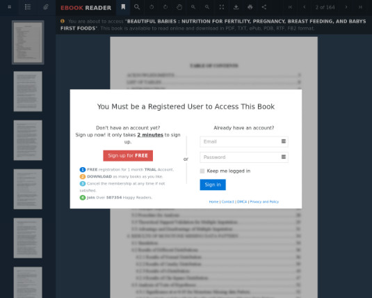 Contoh halaman phishing yang menyamar sebagai book reader