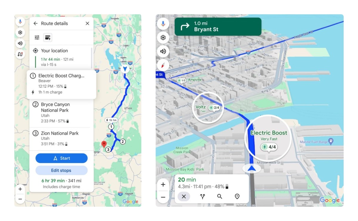 Navigasi Google Maps Kini Punya Saran Rute Paling Efisien Buat Mobil Listrik 55 Navigasi Google Maps EV