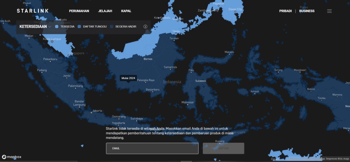 Kemenkominfo akan Uji Coba Starlink di IKN, sudah dapat Dua Izin 55 Peta kehadiran Starlink