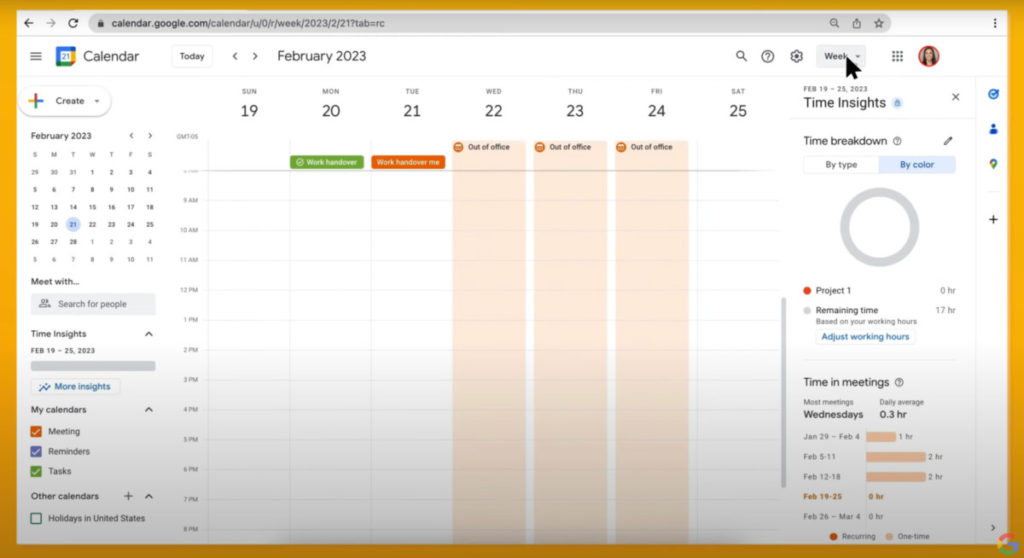 Fitur Time Insight di Google Calender
