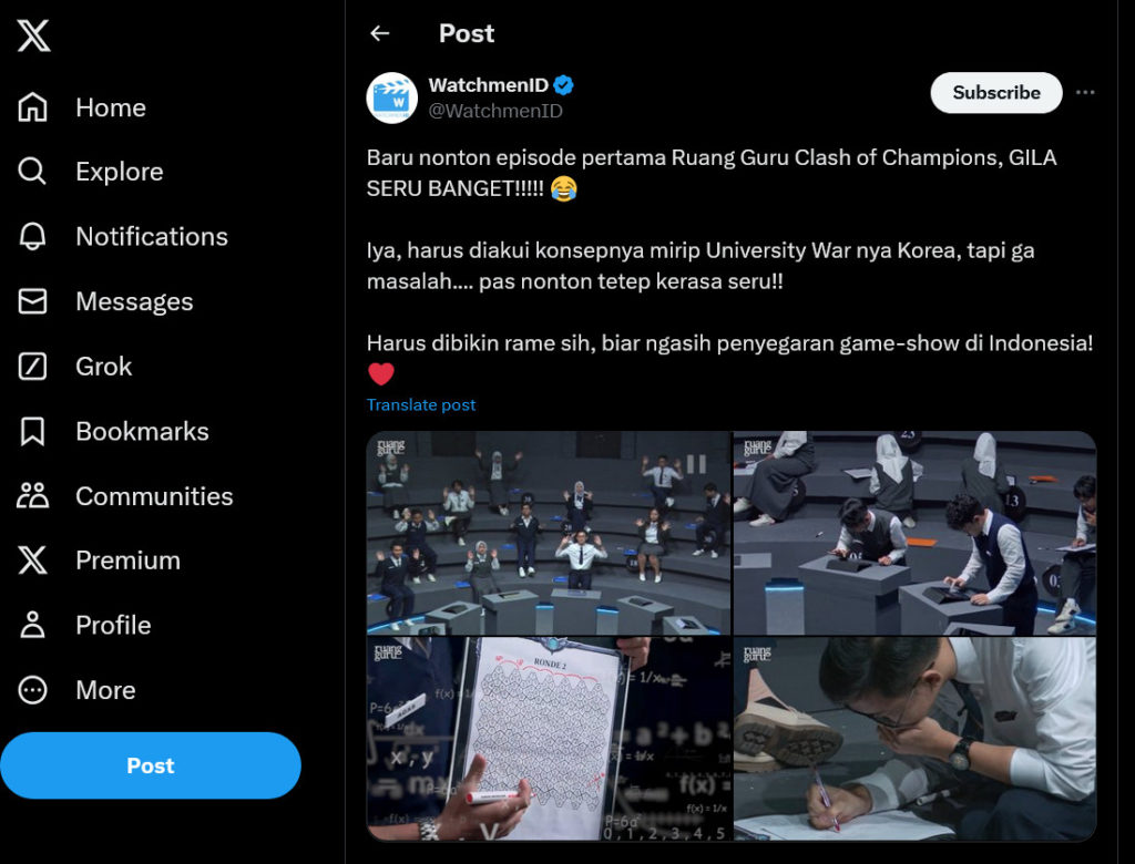 Tanggapan reviewer film terkait Ruangguru Clash of Champions
