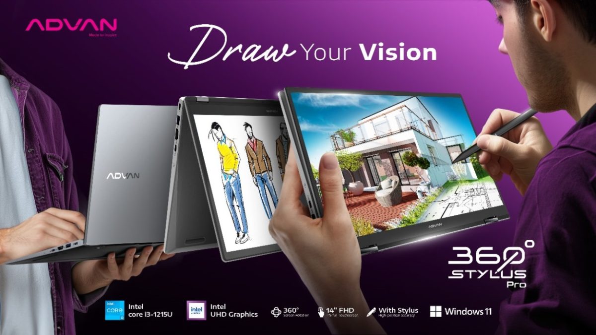 ADVAN TBOOK Terbaru Bawa Prosesor Intel Celeron N100, Harga? 55 ADVAN 360 Stylus Pro