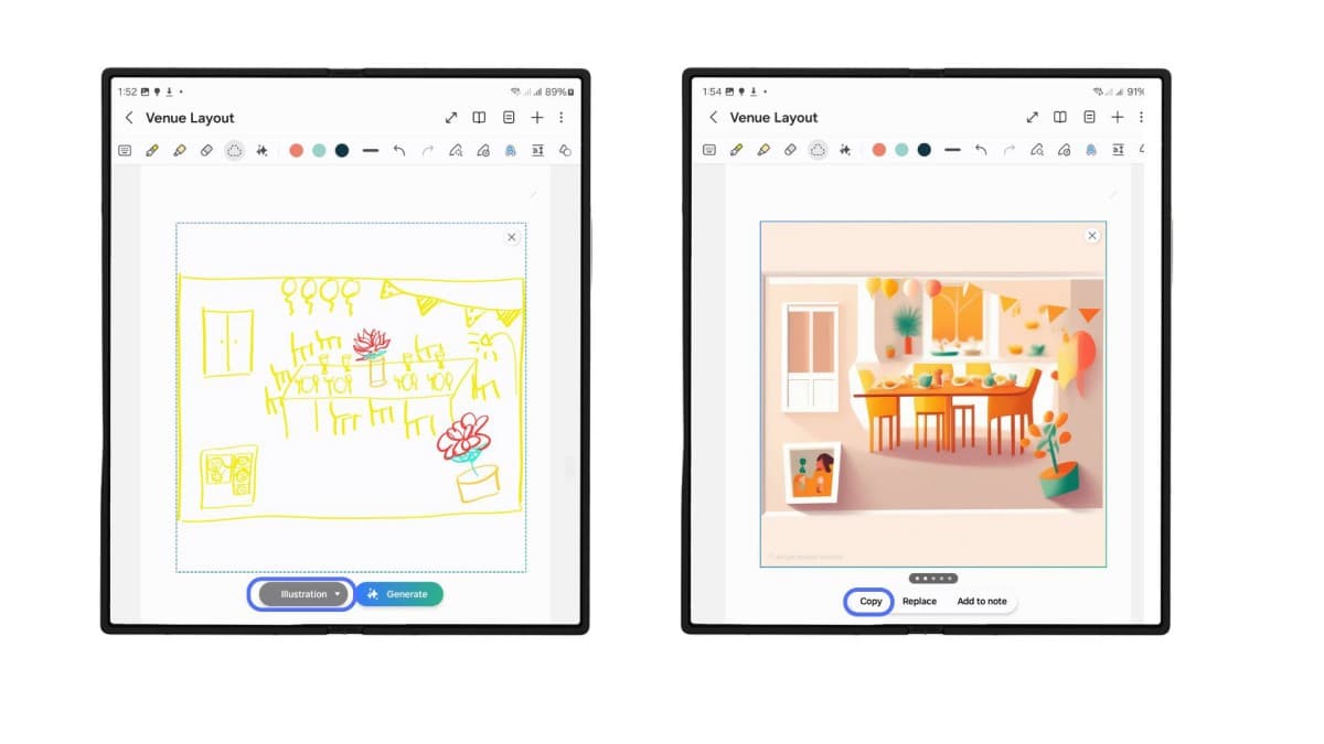 Galaxy Z Fold6 - Samsung Notes - Sketch to Image