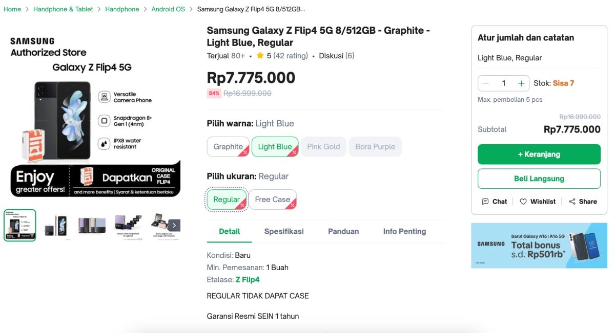 Harga Galaxy Z Flip 4