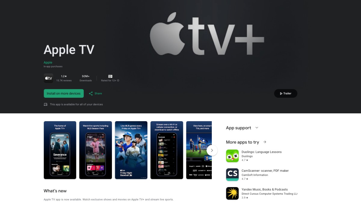 Apple TV Google Play Store