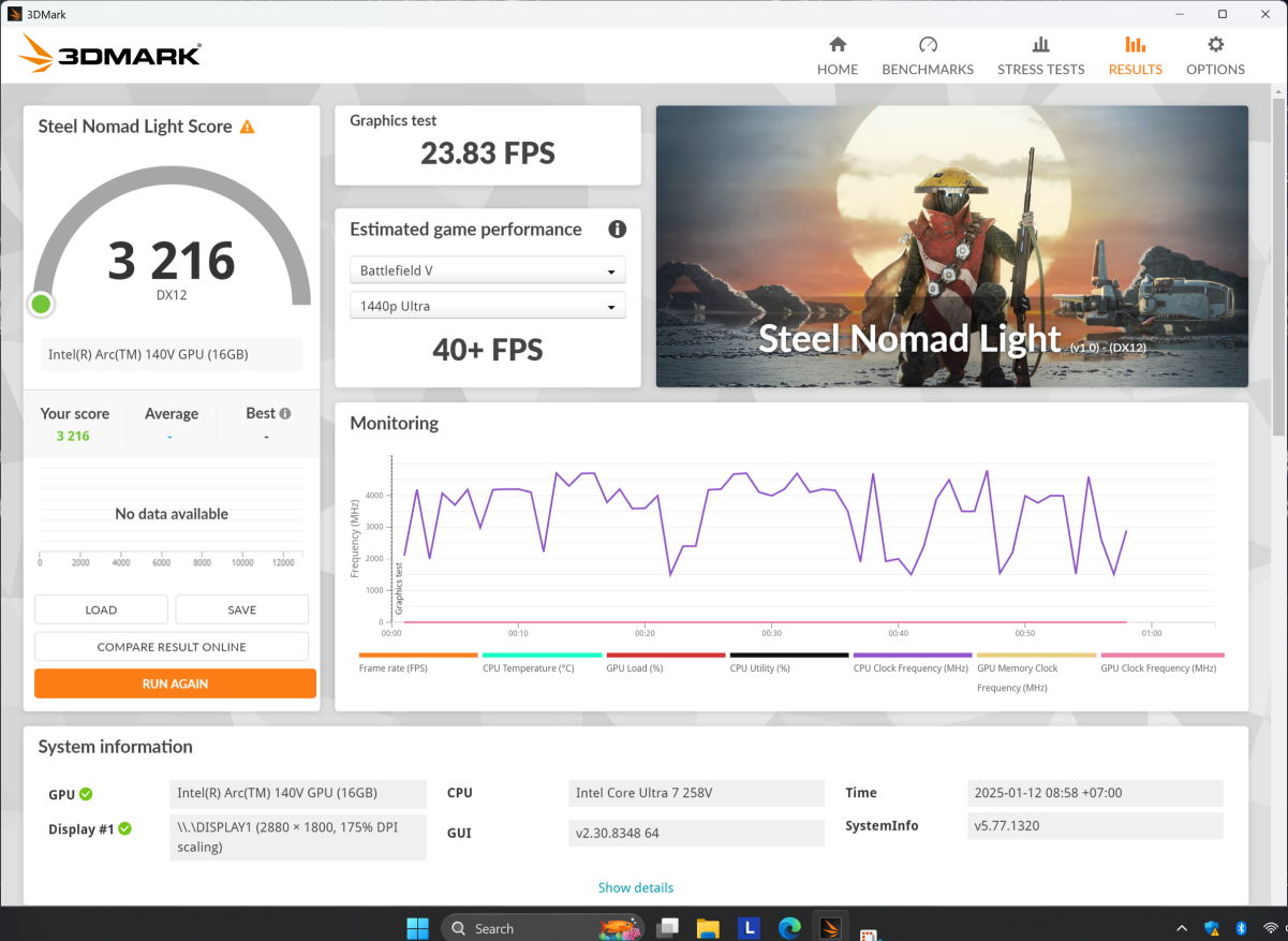 Lenovo Yoga Slim 7i Aura Edition 3DMark Benchmark