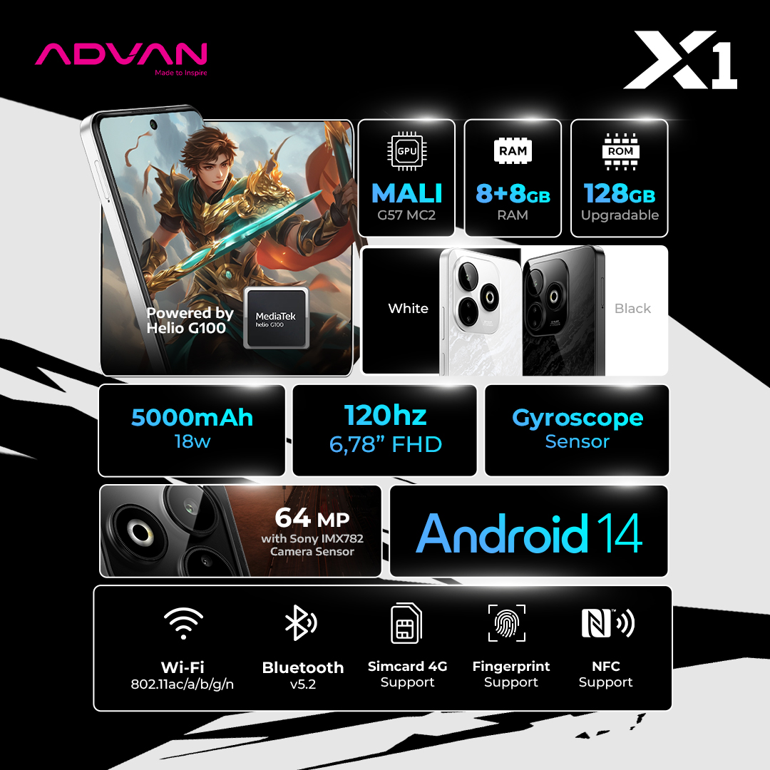 HP Gaming Advan X1 Rilis, Bawa Performa Helio G100 55 Spesifikasi Advan X1